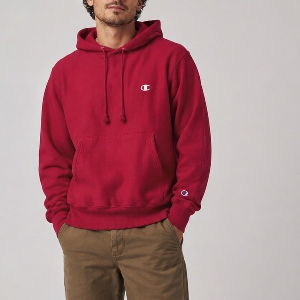 Champion Reverse Weave Hoodie Size S Red Pullover Heavyweight Sweatshirt Unisex